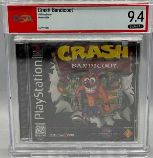 Share Crash Bandicoot Sony PlayStation PS1 Sealed New PSA 9.4 A+ Graded Naughty Dog